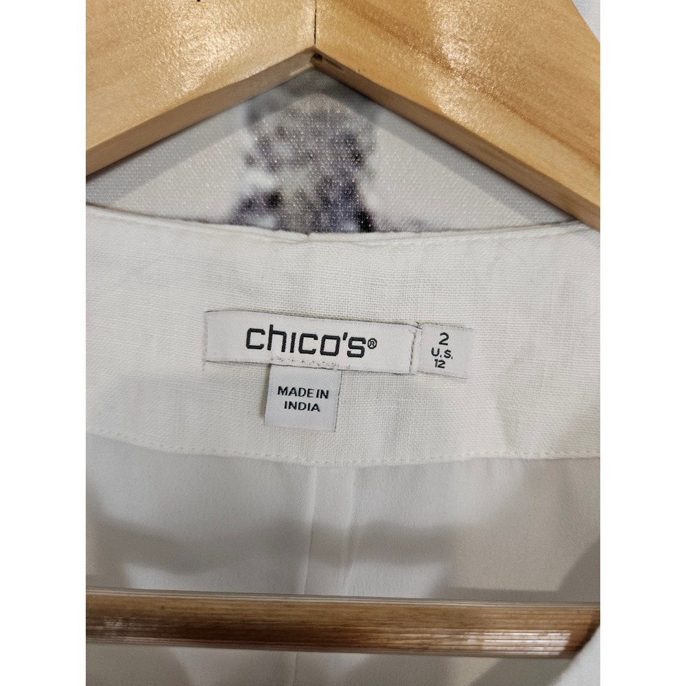 Chico's 100% Linen Vest Size 2 US 12 White Coastal Grandmother Beachy - Picture 5 of 7